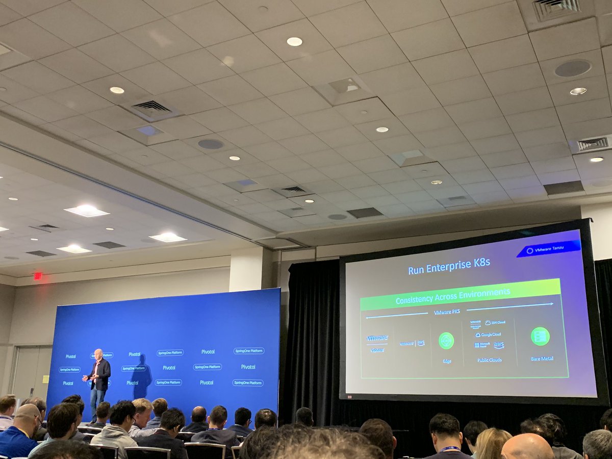 anthonyjclarke's tweet photo. @pfazzone unpacks the #Tanzu Strategy and how it drives developer and operator harmony and acceleration. Very excited about our joining up and the customer value it drives @VMware @pivotal @bitnami @heptio @s1p #SpringOne #S1P #SpringOnePlatform #ImAPivot #Pivotal https://t.co/vJ3mecavkt