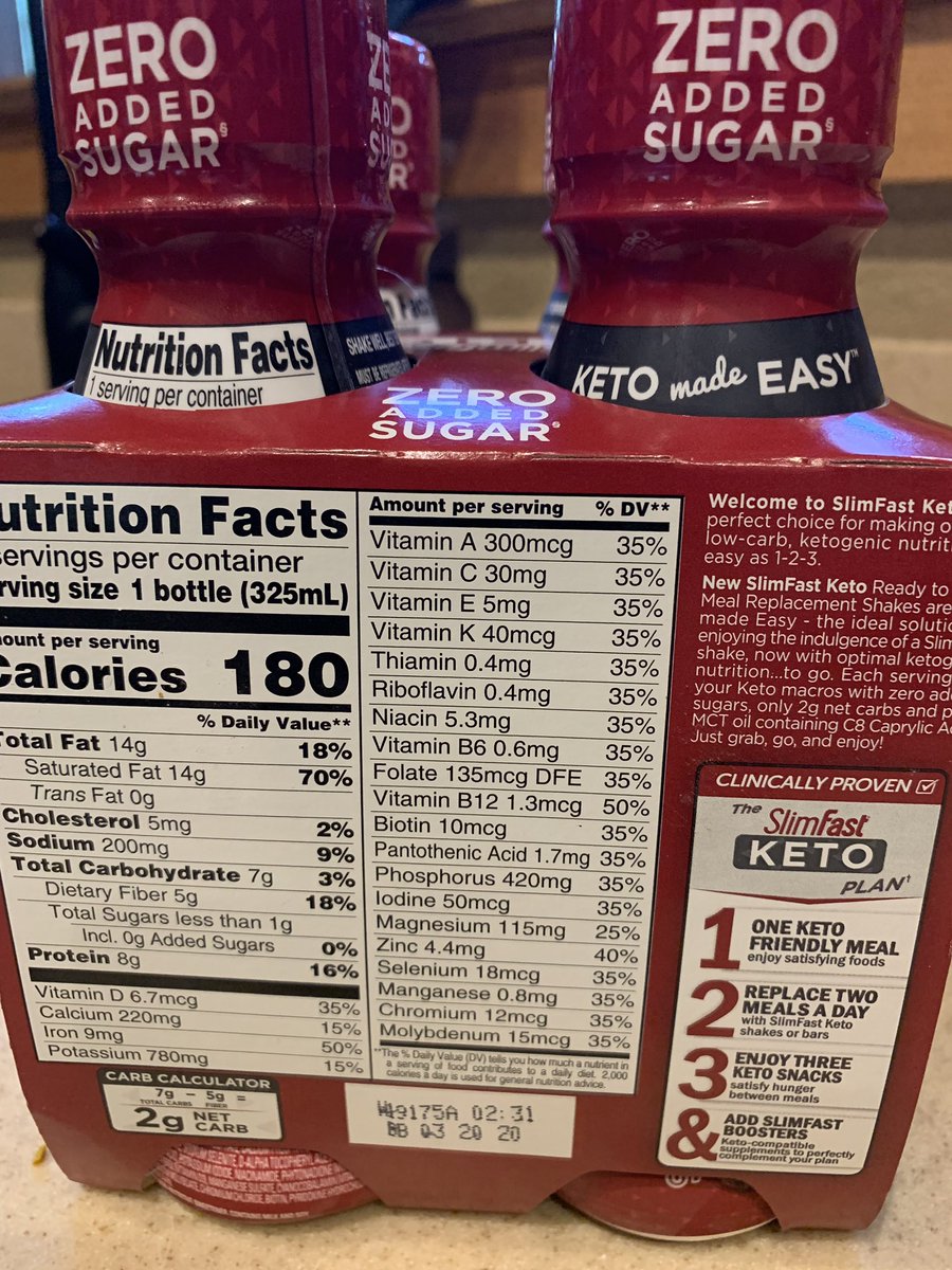 Slim Fast hopped on the #keto bandwagon. 😆 They also sell #fatbombs and meal replacement bars. Not “clean”, but sure is convenient. You tried any of their keto products yet?