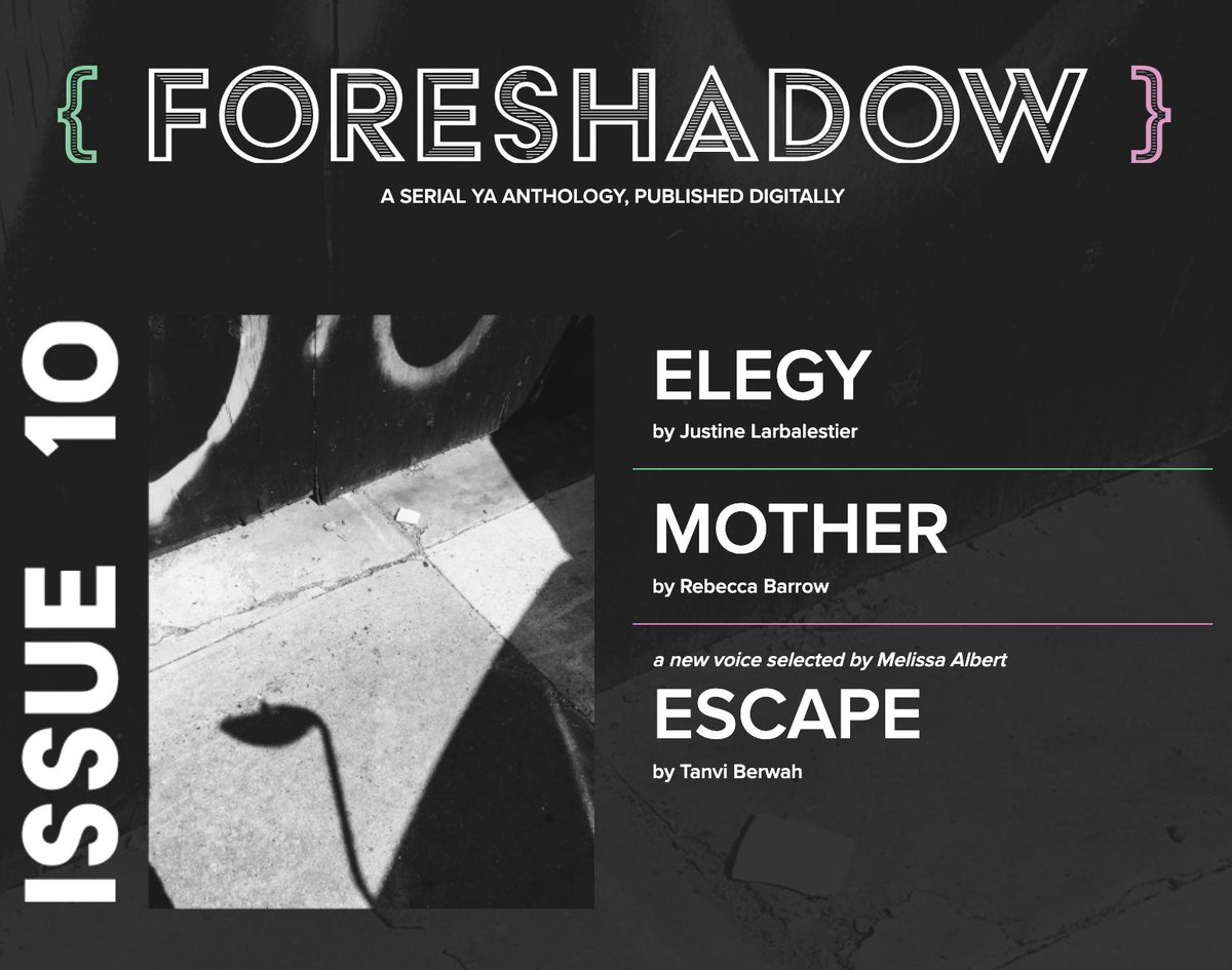 foreshadowYA's tweet photo. Get ready to be frightened &amp; disturbed! Issue 10 of FORESHADOW is up! 

Read these twisted YA stories for free:

💀 ELEGY by @JustineLavaworm
🦇 MOTHER by @RebeccaKBarrow

And a New Voice selected by @mimi_albert: 
👛 ESCAPE by @tanviberwah

DEVOUR HERE: https://t.co/iw6vTOyWDq https://t.co/hZ63EHKIfd