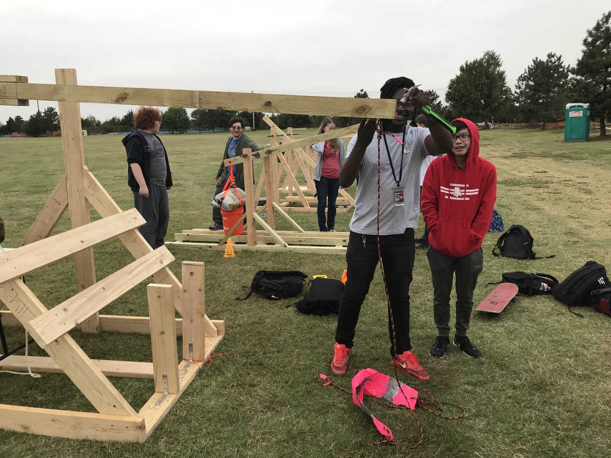 FrancisTuttle's tweet photo. The Physics I morning and afternoon students in the Computer Science Academy tested their medieval skills by building and firing trebuchets and ballistas. In the process, they learned about the physics that went into these old designs #Physics #STEM https://t.co/dD6qQ3Z6j5