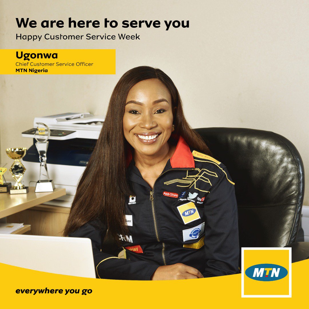 MTNNG's tweet image. Serving you comes with great delight and pleasure from the entire team. As it is the customer service week, we want to say thank you for choosing us as your preferred network provider, we do not take this relationship for granted. 
#AlwaysHereToServe #MTNCSW2019