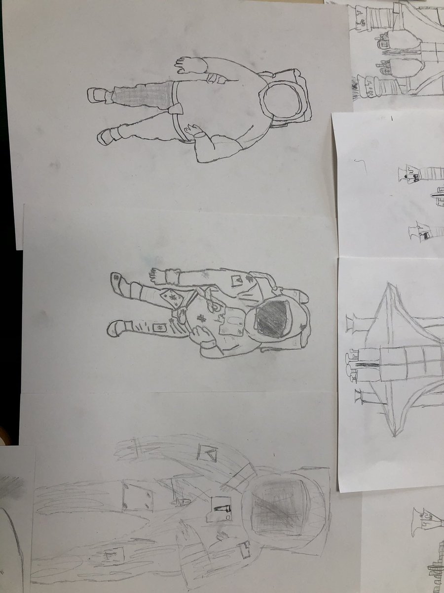 Y3StLukesFrod's tweet photo. A selection of some of the brilliant sketches that ks2 sketching club have produced for #spaceweek2019 https://t.co/thOgkdwdL6