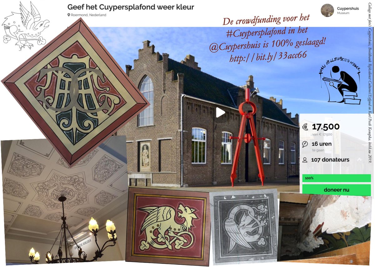 Erfgoedverhaal's tweet photo. Had je het al gezien? Het is gelukt! De crowdfunding voor het #Cuypersplafond is 100% geslaagd! Wat zijn de donateurs, de ambassadeurs en uiteraard ook de draken blij! Gefeliciteerd @Cuypershuis! https://t.co/Z4eD4preXz https://t.co/mRL40lxWyO