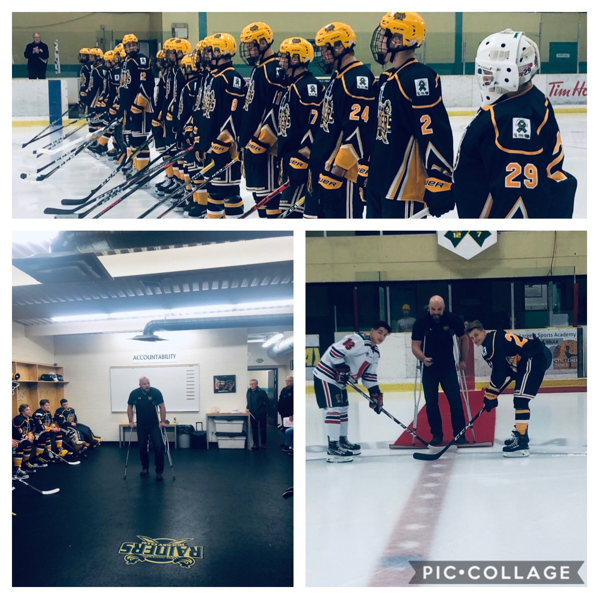 The @AAARaiders honoured coach Jack with a ceremonial face off at the home opener yesterday #oncearaideralwaysaraider #raiderpride