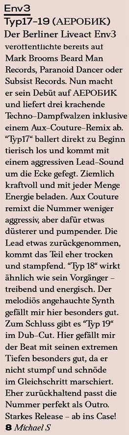 aerobikrecords's tweet photo. "Starkes Release - ab ins Case!" Da können wir nur zustimmen.

Kaufen kann man das gute Ding hier: https://t.co/2nrOgVHVfP

Quelle: Faze Magazin (Oktober 2019 Ausgabe)

#АЕРОБИК #env3 #berlintechno #aer005 #aerobikrecords #techno #technomusic #sweatingisnotacrime https://t.co/IvKkYYuIyc