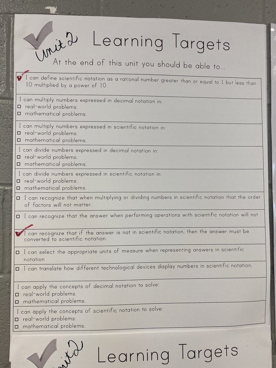 #blackwatermiddleexperience Showing kids the roadmap to their learning. Each student has a copy of learning targets to help them self-asses their own learning and identify what they need to move forward. #StudentOwnership #HCSPDL