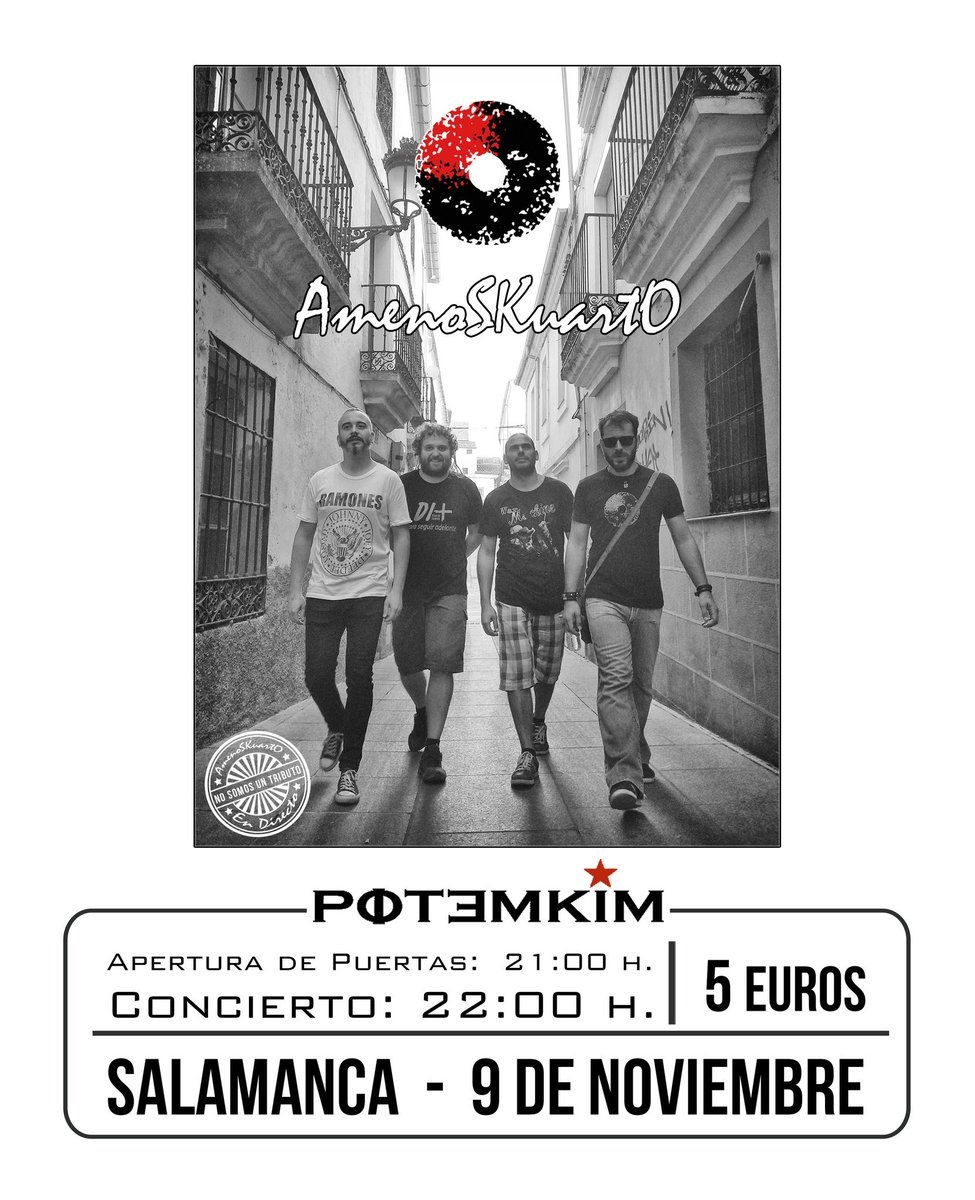Concierto en Salamanca

Os esperamos el sábado 9 de noviembre en <a href="/Potemkim_sala/">Potemkim Salamanca</a> para desgranaros nuestro último disco de estudio: Et Renatis

Entradas disponibles en notikumi.com y en <a href="/longplaydiscos/">Long Play Salamanca</a> por sólo 5 €

#salamanca #directo #conciertos #Rock