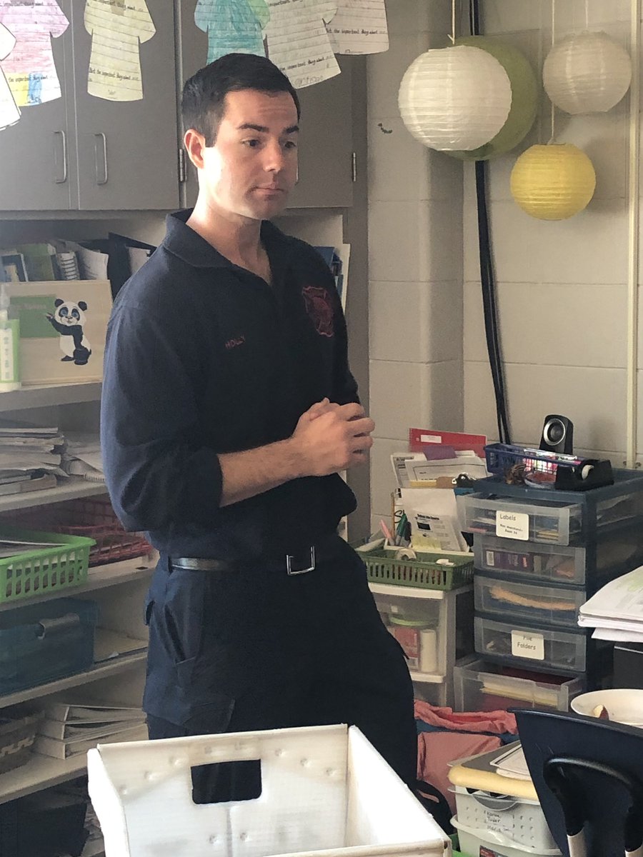 Fireman Friendly discusses fire safety with our class.