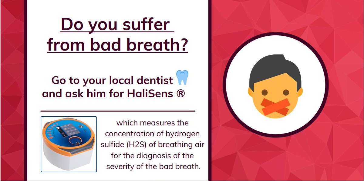 ai_halisens's tweet photo. Having #badbreath or #halitosis?😷

Dont waste time &amp; go to ur local #dentist/#dental. Ask him for the high quality instrument #HaliSens which focus is on measuring the concentration of hydrogen sulfide of breathing air - for the best treatment!

#malaliento #halitose #oralhealth https://t.co/0M3CX9IUR4