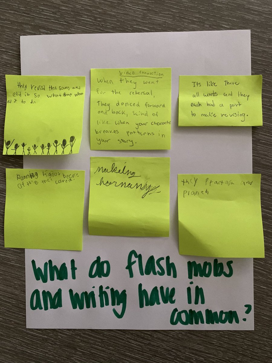 CESAukerCrew's tweet photo. What do flash mobs and writing have in common? I love that this lesson on planning our writing turned into how they not only had to plan the idea, but flow together, and revise to make it work! Great connections are being made! @CESCowboys #WeAreCESCowboys #GCISDHumanities https://t.co/jdgQRHDp0j