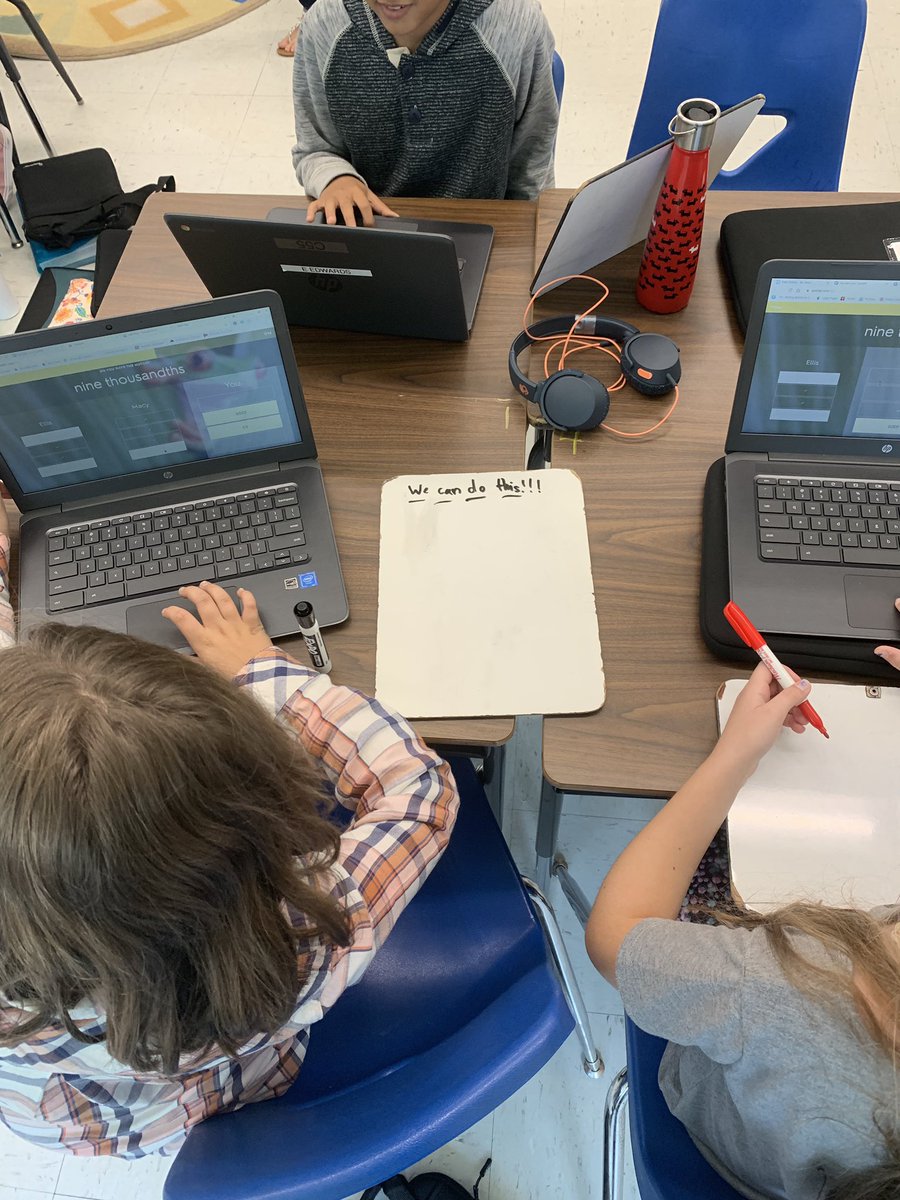 MrsRobbinsMath's tweet photo. Practicing our decimal place value with our first 5th grade Quizlet! Love the team work and positivity! #DStherealdeal https://t.co/GH5N8o8CMs