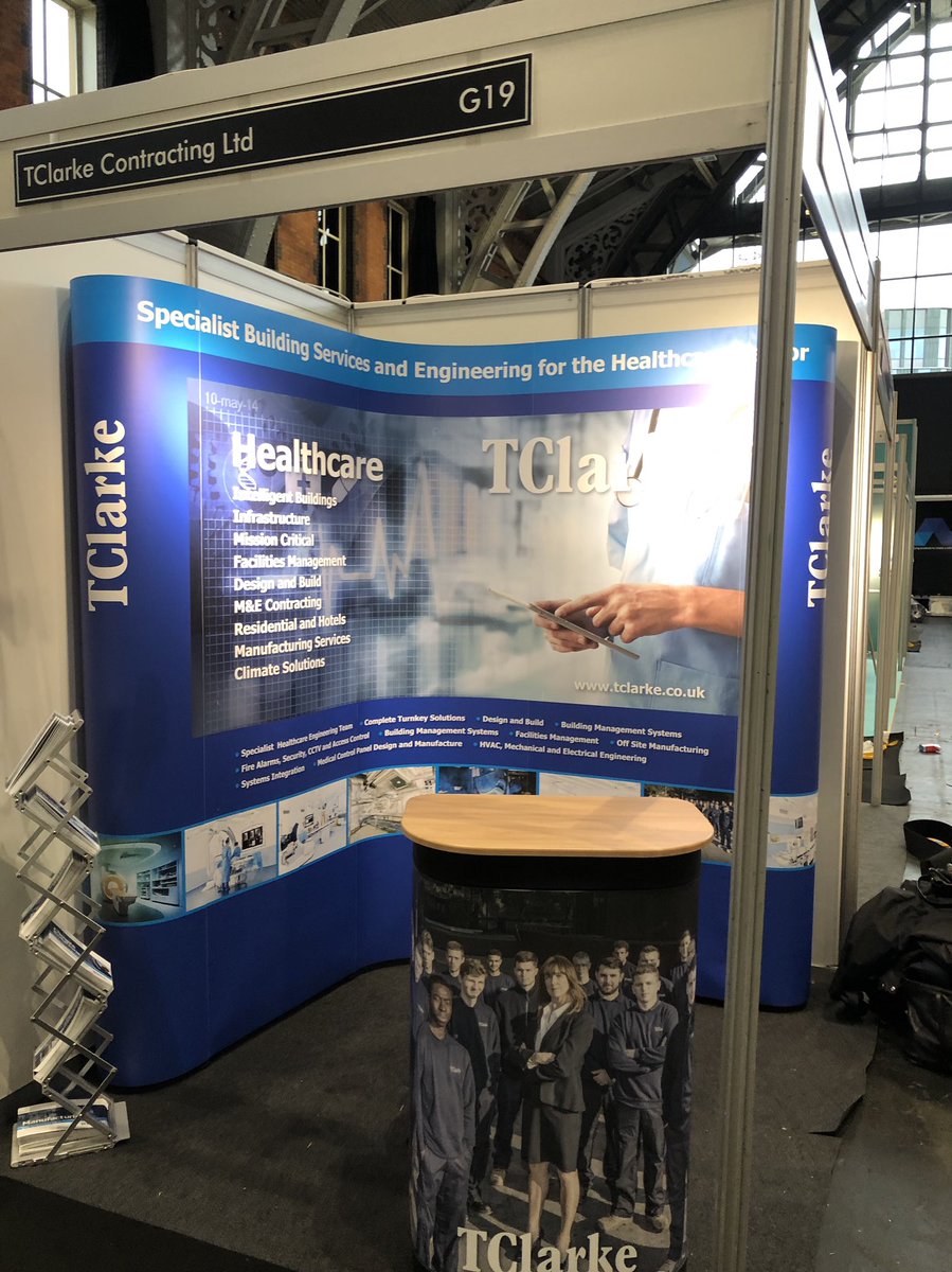 All set up and ready to go at the Healthcare Estates Exhibition in Manchester Central starting tomorrow! Come and see us at stand G19 for more information on our Specialist Healthcare Services. #HCEstates