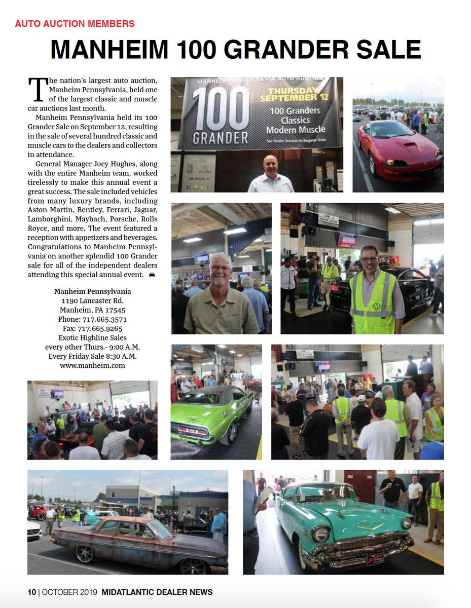 MARIADA___'s tweet photo. Manheim Pennsylvania celebrated its 100 Grander sale with one of the largest classic and muscle car auctions in the nation. 🏆 https://t.co/LZQMOmn7ps