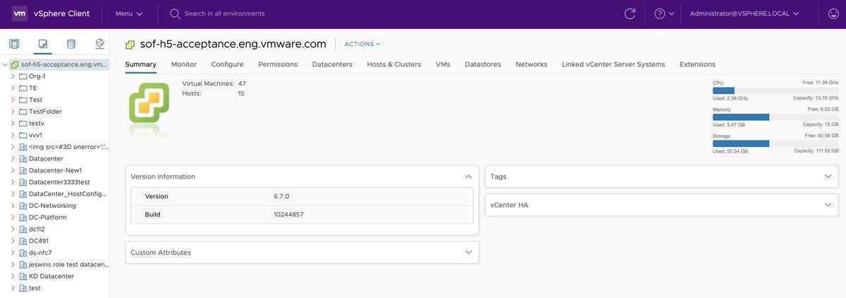lamw's tweet photo. How cool!? Looks like the latest #h5client @vmwflings has added support for changing the color theme in top header https://t.co/fMOeGSQWPy

Nice start to the “William Lam” feature ☺️https://t.co/mwFfSr43gY 

Settings are under Admin->System Config

Be sure to leave feedback! https://t.co/IVkJHQOjGN