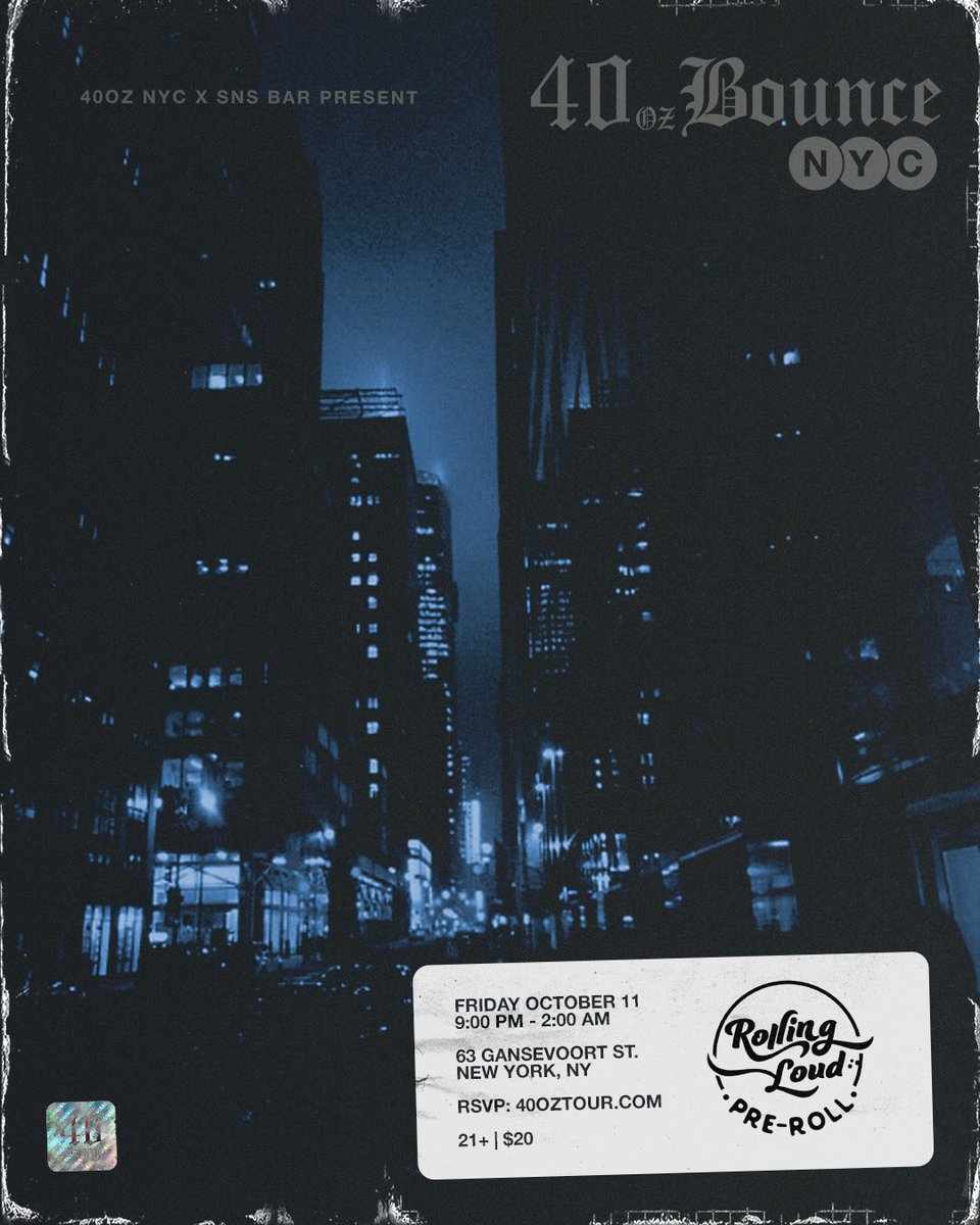 Come party with us this Friday!

RSVP: 40OZTOUR.COM