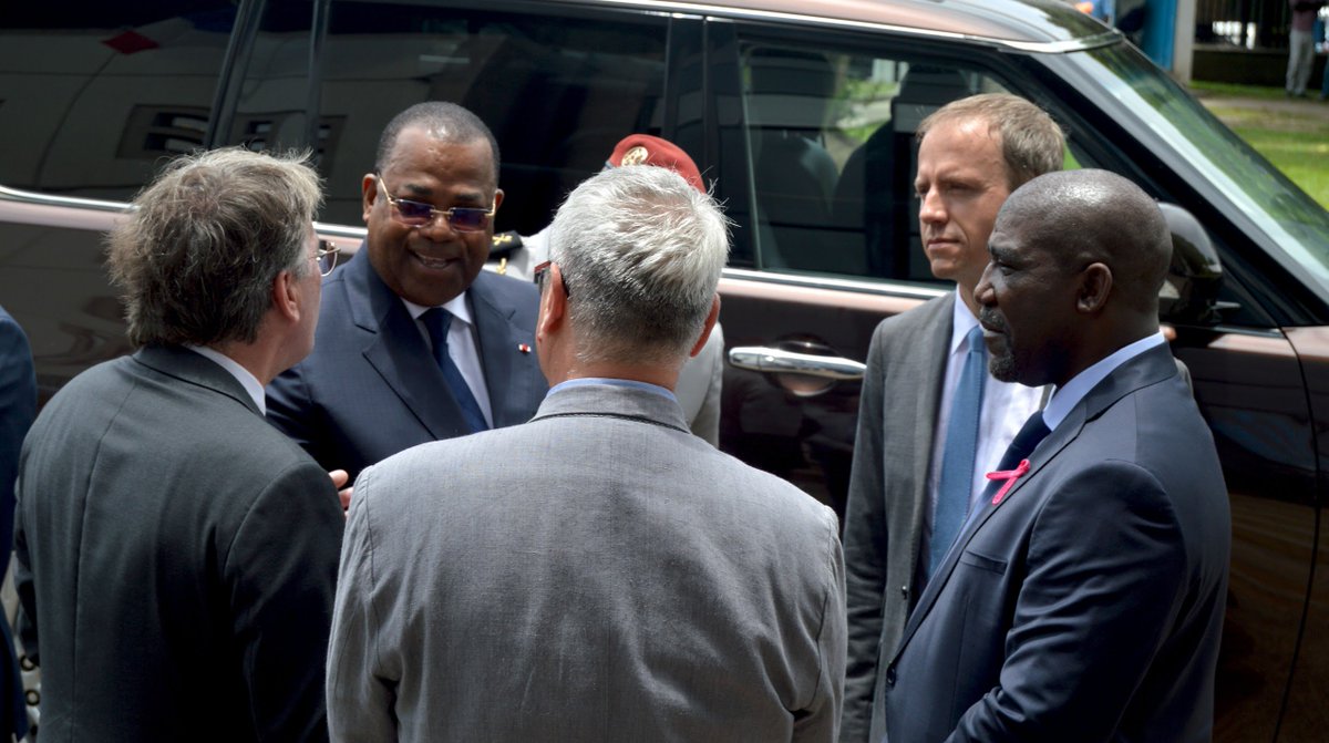 SWJacksonUN's tweet photo. Achieving 'sustainable cities' are key to the future of #Gabon, Africa's most urbanized country. Honoured to be with @Pm_JulienNkoghe, with Minister for #Habitat, French Ambassador, &amp; multiple members of the Government to mark #WorldHabitatDay @UNHABITAT #HabitatDay @Comgouv_GA https://t.co/Q18JiSx9he