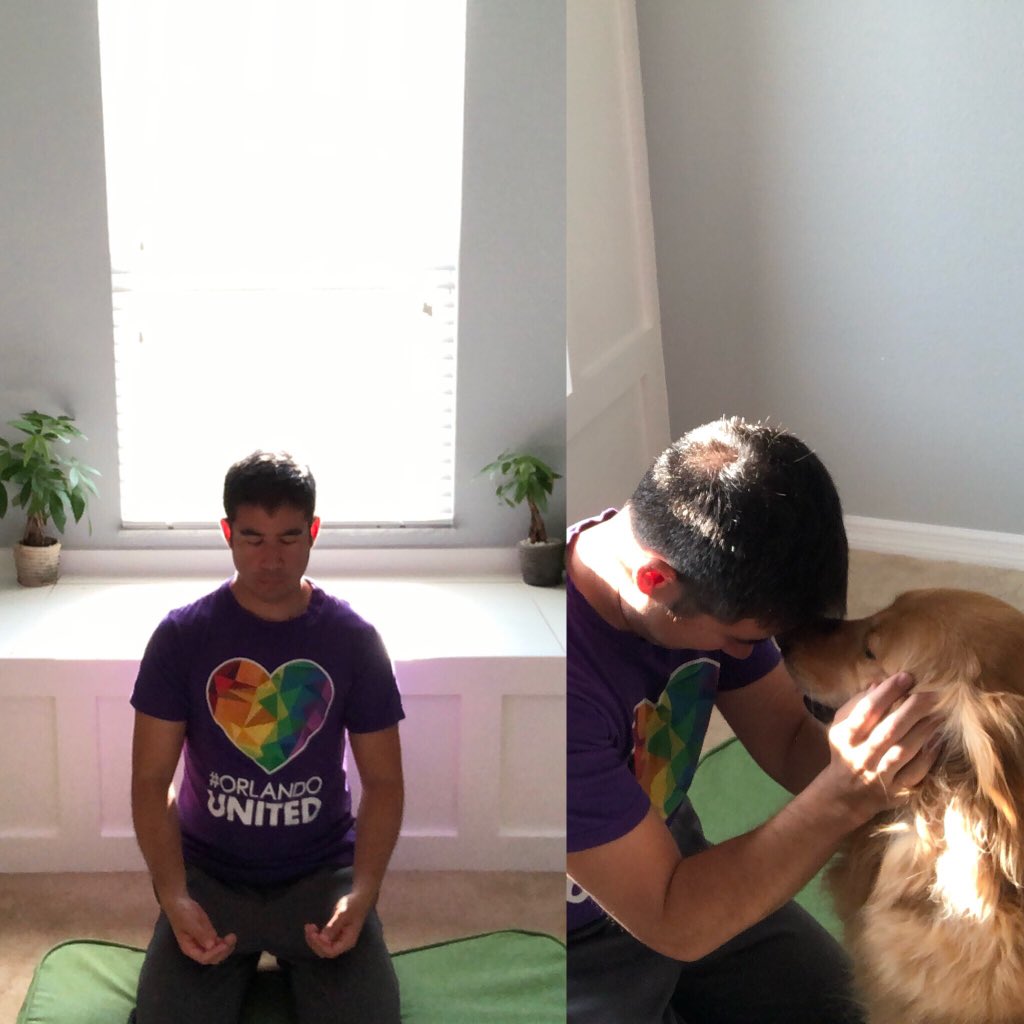 JamesCooperVO's tweet photo. When you go to meditate after a stressful day and your good boi insists on helping. #meditation #goldenretriever #voiceover #voiceactor #voicetalent #voanimation #goodboi https://t.co/AnOHnHoEFp