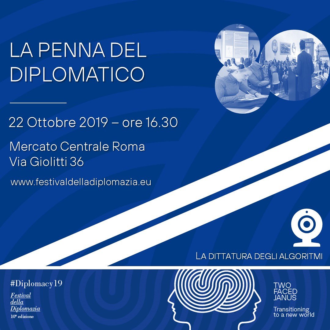 DiplomacyinRome's tweet photo. Dietro ogni ambasciatore si nasconde un grande scrittore. Al #MercatoCentrale alcuni diplomatici italiani raccontano la complessità di poter conciliare la professione e il racconto di situazioni e personaggi.
#Diplomacy19 #LaPennaDelDiplomatico #TwoFacedJanus @diplosor https://t.co/qg4zG9flYC