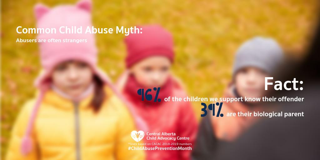 #ChildAbusePreventionMonth

Myth: Abusers are often strangers
Fact: 96% know their offender
39% are their biological parent

Facts are undeniable. It is crucial for children to have a safe pace and a trusted adult to go to.
Talk. Listen. Prevent
#BeBraveLearnMore #ChildAdvocacy