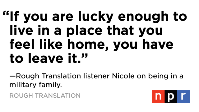 Did you miss our season finale? We tell a listener’s story from a mom on a military base about the time her son found a country where he felt like he belonged.https://apple.co/2MfeKcm
