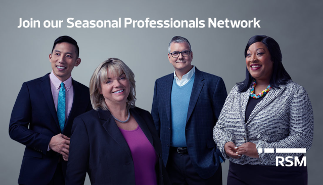 Looking for a part-year spin on #flexible career options? The <a href="/RSMUSLLP/">RSM US LLP</a> Seasonal Professionals Network is hiring #seasonal #tax and #audit professionals seeking career continuity and professional development rsm.buzz/2VjxifV