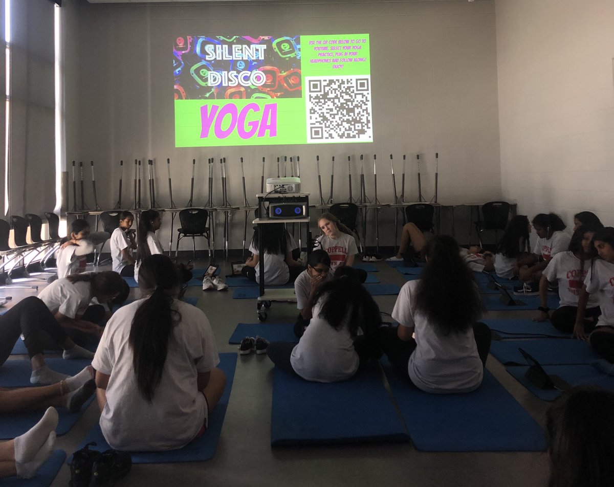 coachkjohnson_'s tweet photo. Using our iPads and headphones today for a “silent disco” yoga practice! Learners are able to choose what practice would be best for them, plug in their headphones and relax!🧘♀️🤸♀️#powerinchoice #changehowyoustartandendyourday #CHS9Family https://t.co/zJyi6mX07k