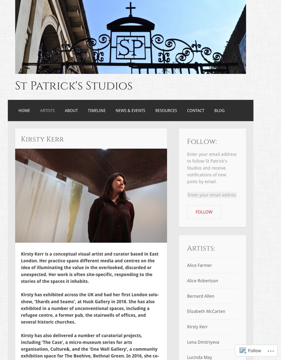 KirstyJKerr's tweet photo. You can see my updated page on the @StPatsStudios website here - big thanks to fellow artist @mikeq00L for curating the website and featuring me as a studio alumna! 😊🙏

https://t.co/AWuPPG9pfm

#ContemporaryArtist #ArtistCurator https://t.co/2NH1eG4sqK