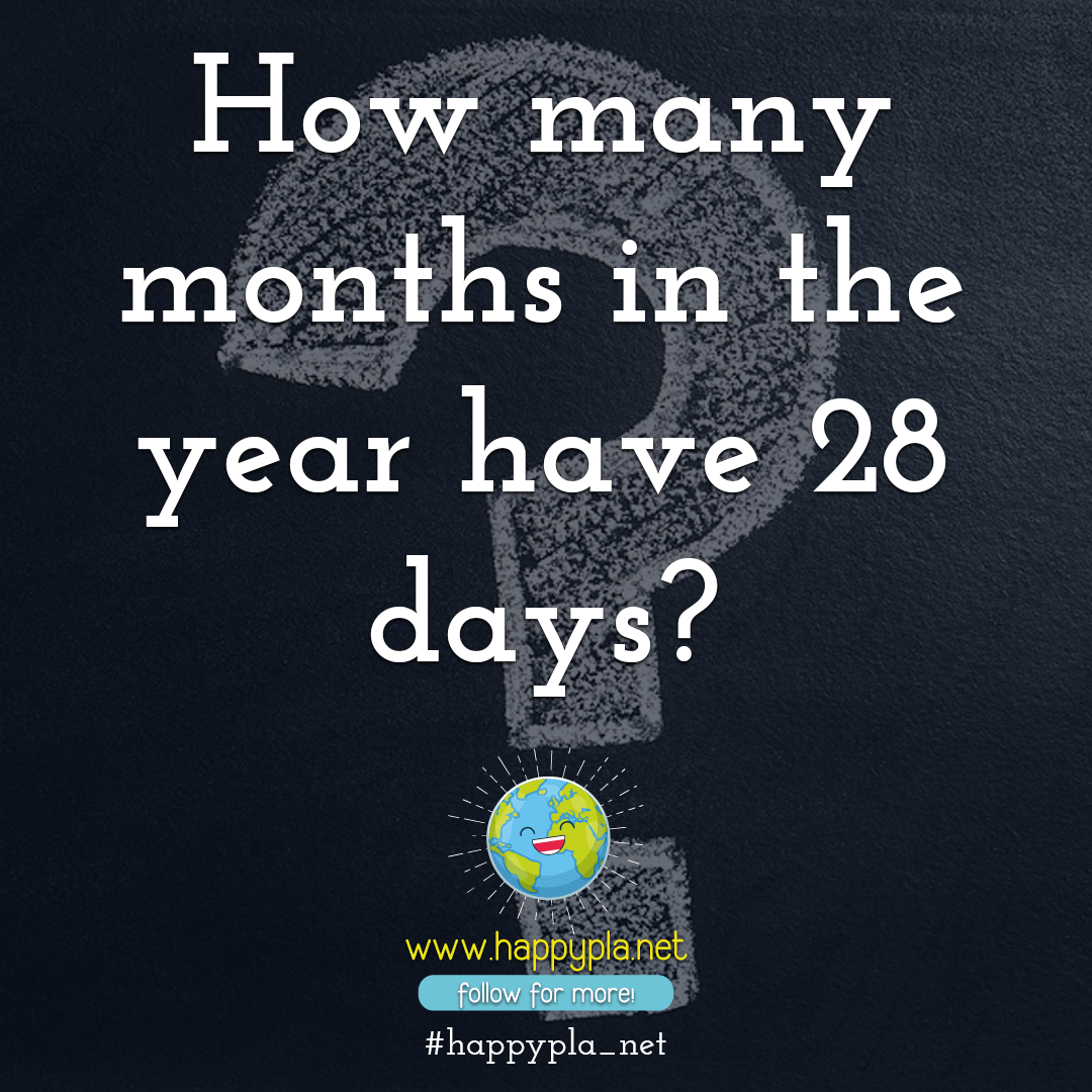 happypla_net's tweet photo. How many months in the year have 28 days?⁣⁣
 ⁣⁣
#happypla_net #mystery #secret #riddles #riddlemethis #riddleoftheday #riddletime #memes_jokes #jokerquotes #jokes #sciencejokes #mathjokes #memes #questionsandanswers #askmequestions #questiontime #lifequestions #pranks #callit https://t.co/REIH2G2D3q