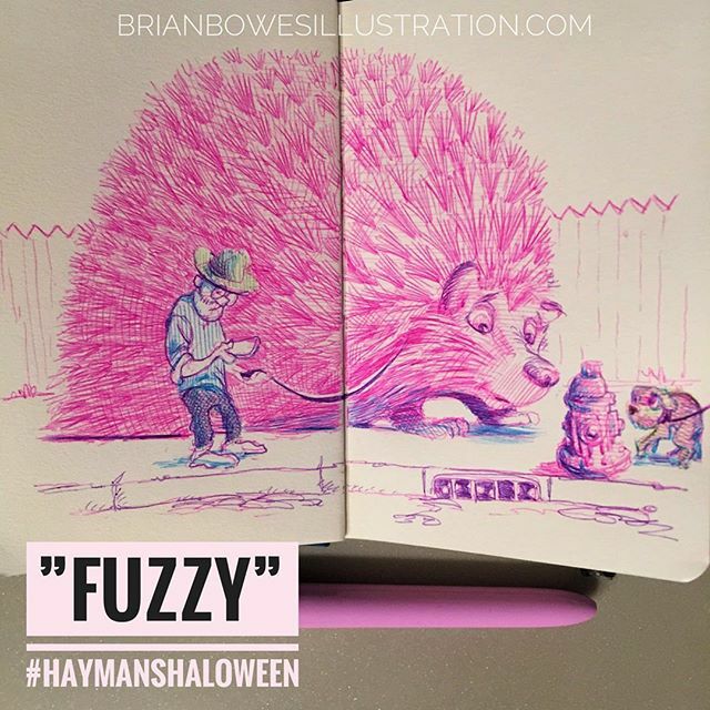 StudioBowesArt's tweet photo. Day 5, “Fuzzy” 
#HaymansHalloween #Inktober2019 #SCADIllustration #SCADSavannah #SCADLife #ink #supportlocalartists #sketchbook #draw https://t.co/7TkOywDfDb
