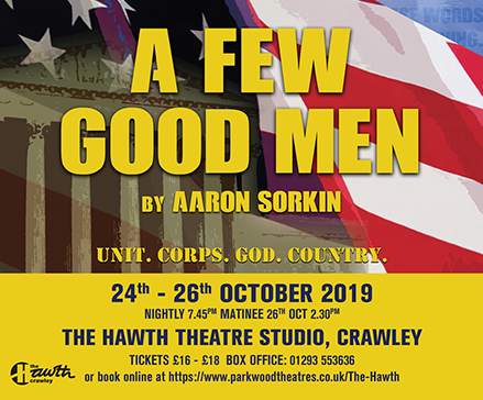 redwoodprods's tweet photo. A Few Good Men by Redwood Productions is coming to the The Hawth Theatre in Crawley starting 24th October. Tickets on sale now! https://t.co/KtZMECx0AM 
#theatres #crawley #afewgoodmen #afgm #theatrelife #instagood #followback #theatre #like4likes #followers https://t.co/IoGxSjyaNn