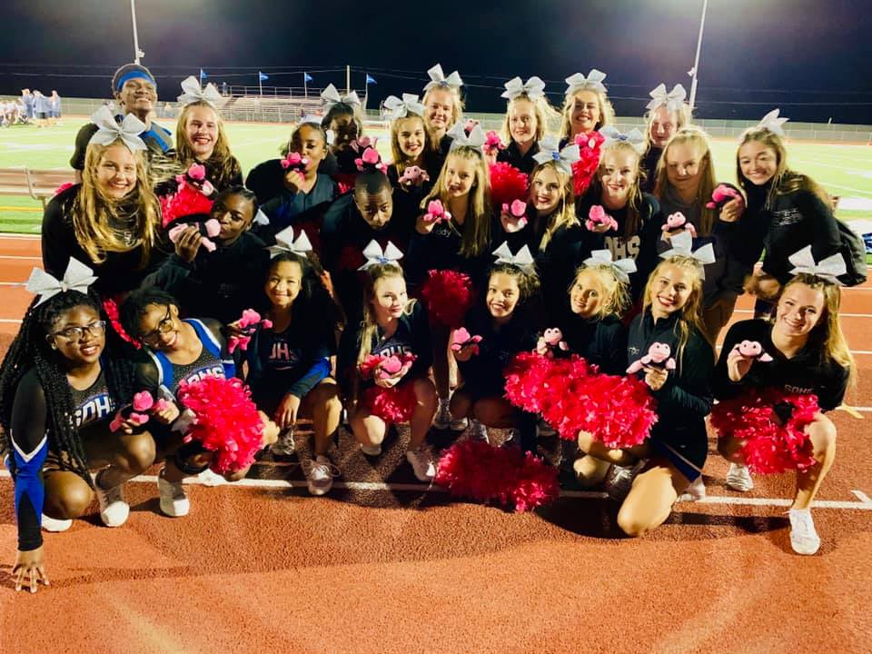 prestonfordmd's tweet photo. Everyone is getting into the pink spirit, even the cheer squad at Stephen Decatur High School. Thanks for showing off the pink frogs to support Breast Cancer Awareness Month! https://t.co/GyDSuoZ4mW