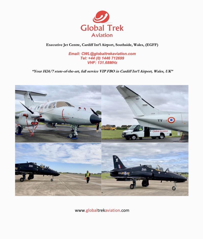 GlobalTrekCWL's tweet photo. We’re your leading choice for a true VIP Aircraft handling experience, and also your first choice for Military Aviation support.
#aviation #RAF #Hawk #FrenchNavy #Xingu #E121 #milsupport #fbo #bizav #businessaviation #bizjet #embraer #charter #fly #vip #globaltrekaviation #EGFF https://t.co/tx0gjnvLEb