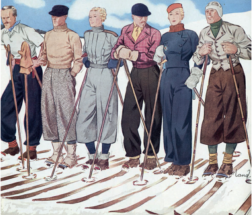 hellllomallory's tweet photo. Illustration for "Adam", 1934. Skiing became incredibly popular during the 30's after the Winter Olympic 1936 Games and the skiwear fashion would often be featured in magazines. #ha346 https://t.co/nwlwFIeAyy