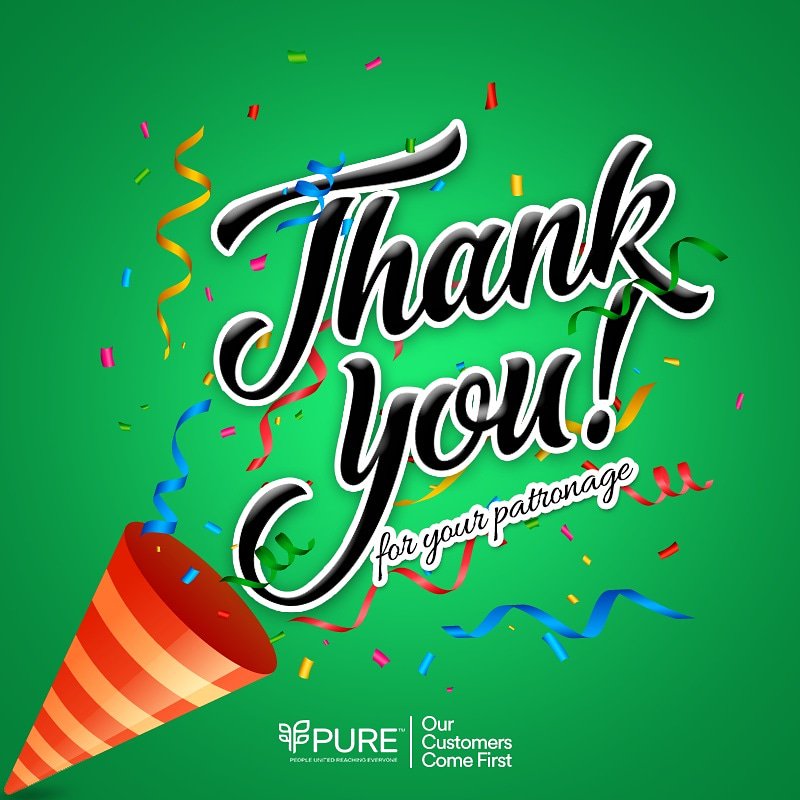 livepureng's tweet photo. We say thank you for your patronage to all our esteemed Customers. YOU COME FIRST🤗

HAPPY CUSTOMER SERVICE WEEK🎉🎉🎉 from all of us at PURE.

#pure #peopleunitedreachingeveryone #wealth #health #customerservice #customerserviceweek2019 #customerfirst #ibo #pureng https://t.co/vV7TeCiVLY
