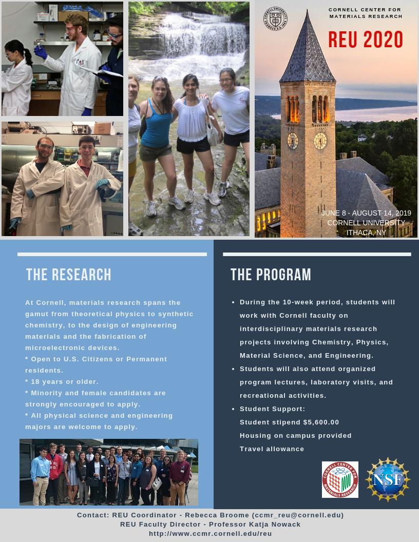 Cornell Center for Materials Research REU tweet media