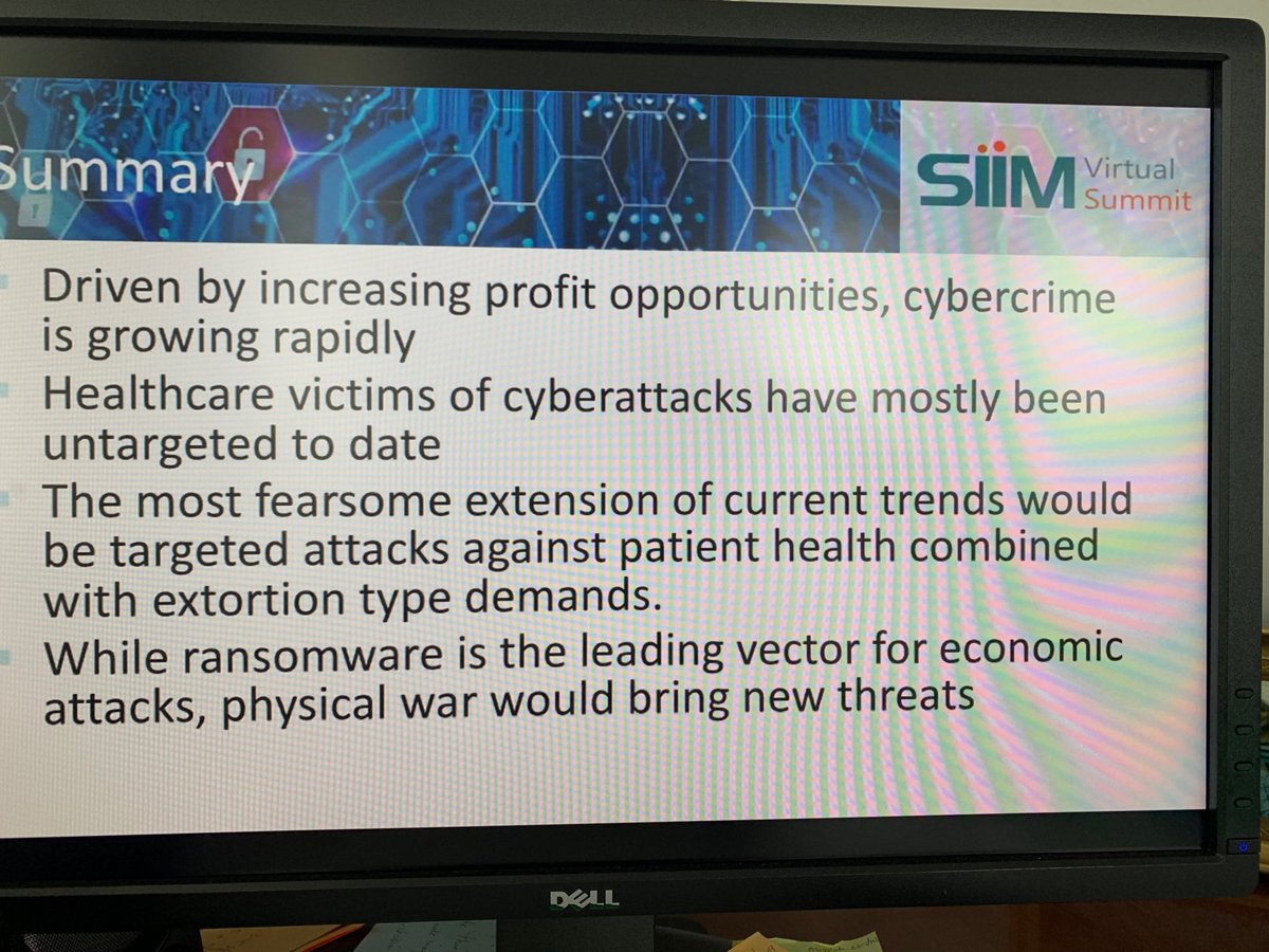 cherylkc's tweet photo. Cyber & New Threats to Patients’ Health by @jwhitfill is sobering but relevant kickoff for #vSIIMsecurity. @SIIM_Tweets https://t.co/JNpQf9rVbA