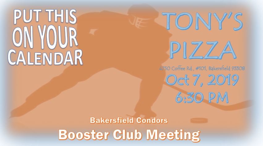 CondorsBC's tweet image. Don't miss tonight's @Condors
 booster club meeting at 6:30 PM at Tony's Pizza 4750 Coffee Rd., Bakersfield