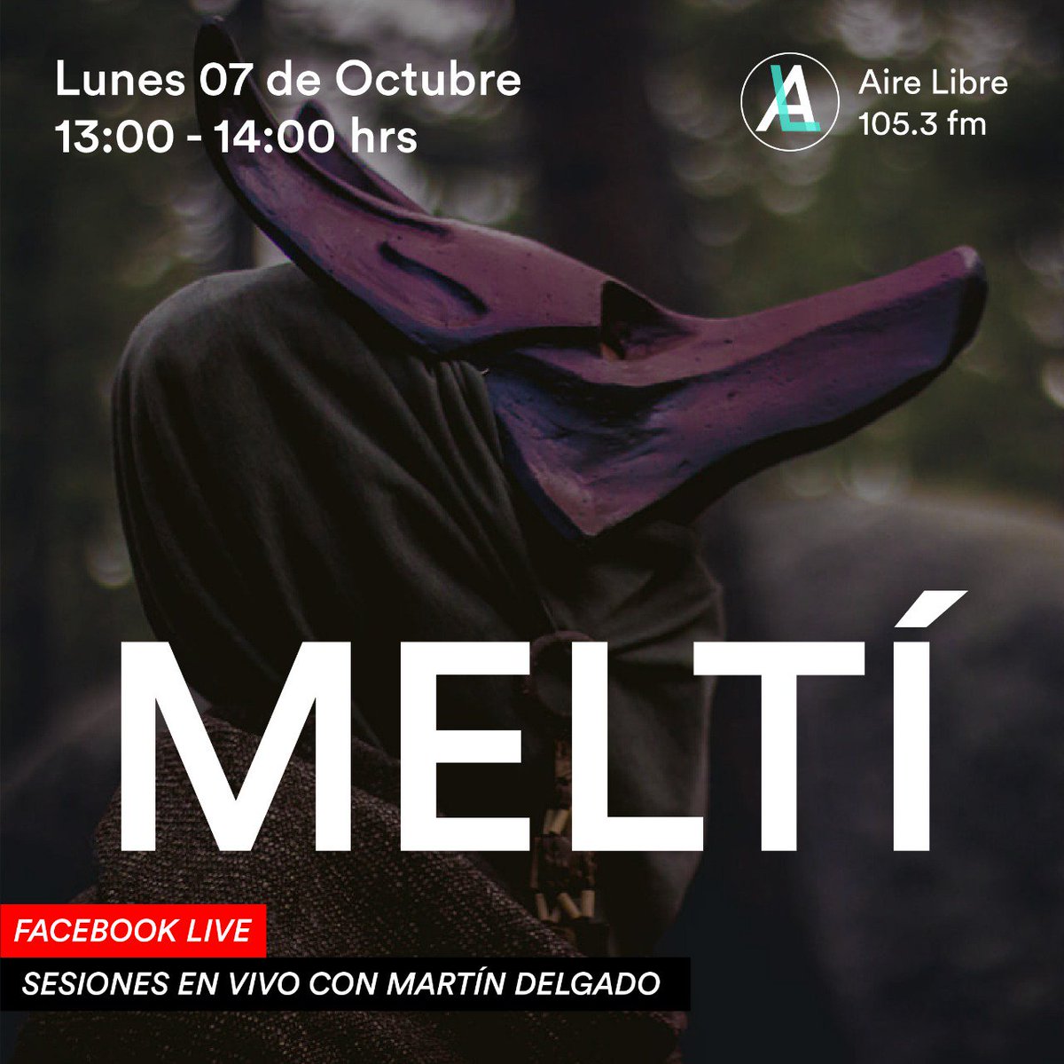airelibre_fm's tweet photo. Las #SesionesEnVivo con Martín Delgado (@md11101) presentan: #MELTI, este lunes en punto de las 13:00 hrs. Pueden seguir la transmisión via https://t.co/7DTX5HbpJp o sintonicen el 105.3 fm #LaRadioDeLaCDMX https://t.co/gOqRmSX0it
