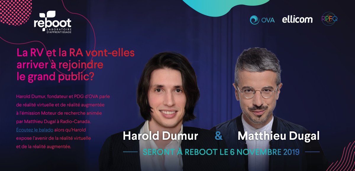 La RV et la RA vont-elles arriver à rejoindre le grand public? Écoutez le balado de l'entrevue d'Harold Dumur à l'émission Moteur de recherche <a href="/rcmoteur/">Moteur de recherche</a> avec Matthieu Dugal: lnkd.in/eGP4rgi 
ellicom.com/reboot-2019
#ReBoot  #RV #RA #réalitémixte
