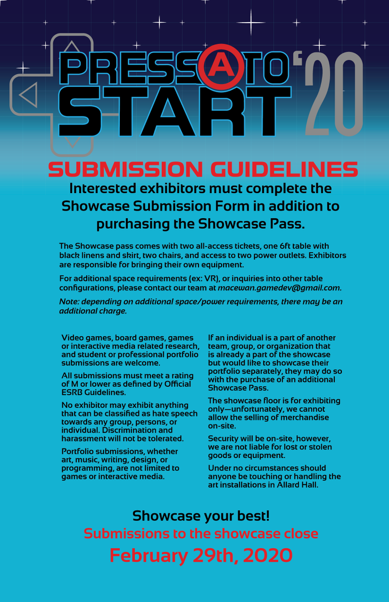 macewangamedev's tweet photo. Press A to Start is back, and bigger and better than ever! Showcase and Speaker applications to #PressAtoStart are now live, and tickets as well as the application forms can be found in the link below!

As for regular tickets, stay tuned! 😉#gamedev #ab

https://t.co/9e5US77N86 https://t.co/ivNpFV4j5t