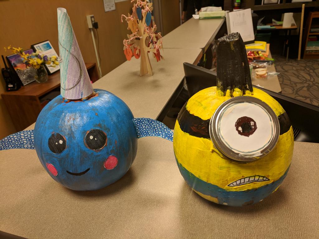 Our first two #MartinSchoolStorybookPumpkinPatch submissions are in! (Narwhal and a Minion)
