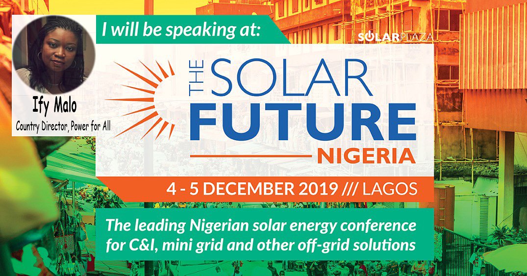Cleantechhubng's tweet photo. We invite you to join our CEO - @Iphey_Malo at #TheSolarFuture Nigeria, as she will be moderating a Panel Session on Commercial &amp; Industrial (C&amp;I) Impact in Nigeria: 
- How Solar can improve Health  Wealth etc.
For more Info:https://t.co/bvjhOlTZpb
#SolarEnergy #OffGrid #Nigeria https://t.co/slHkmwkte3