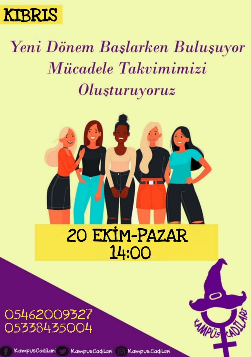KampusCadi's tweet photo. İl il, üniversite üniversite örgütlenmeye, dayanışmayı ve mücadeleyi büyütmeye devam ediyoruz. Sen de katıl cadılara Kıbrıs'ı birlikte mora boyayalım kız kardeşim 💪🏽 #kıbrıs #cadı #lefkoşa #dayanışma #kkct https://t.co/KM9HwmA1m3