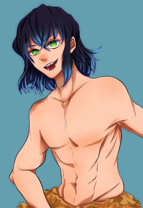 新堂 守@スケブ募集中さんがTwitterに投稿した嘴平伊之助(鬼滅の刃)のイラスト。