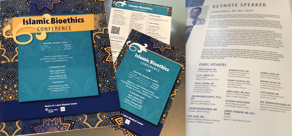 DocCheema's tweet photo. Another FIRST at world's largest medical center, @TXMedCenter, known for FIRSTS. Honored to be part of this remarkably successful 1st ISLAMIC BIOETHICS CONFERENCE at @CHI_StLukes. So proud of Chaplain Candir, Dr Ahmadi, Rev Whisnand &amp; the entire team. Way to go @CHI_StLukes! https://t.co/WDKxzou3Bg
