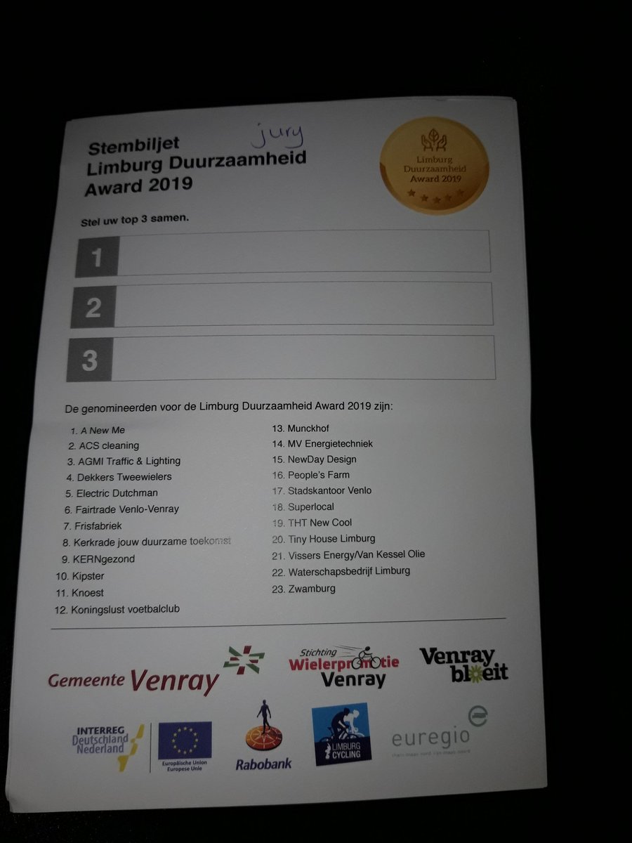 Bijna is het zover. We maken ons op <a href="/TheaterVenray/">Schouwburg Venray</a> voor de eerste Limburg Duurzaamheid Award! Maar liefst 23 veelzijdige initiatieven dingen mee naar deze prestigieuze Award!