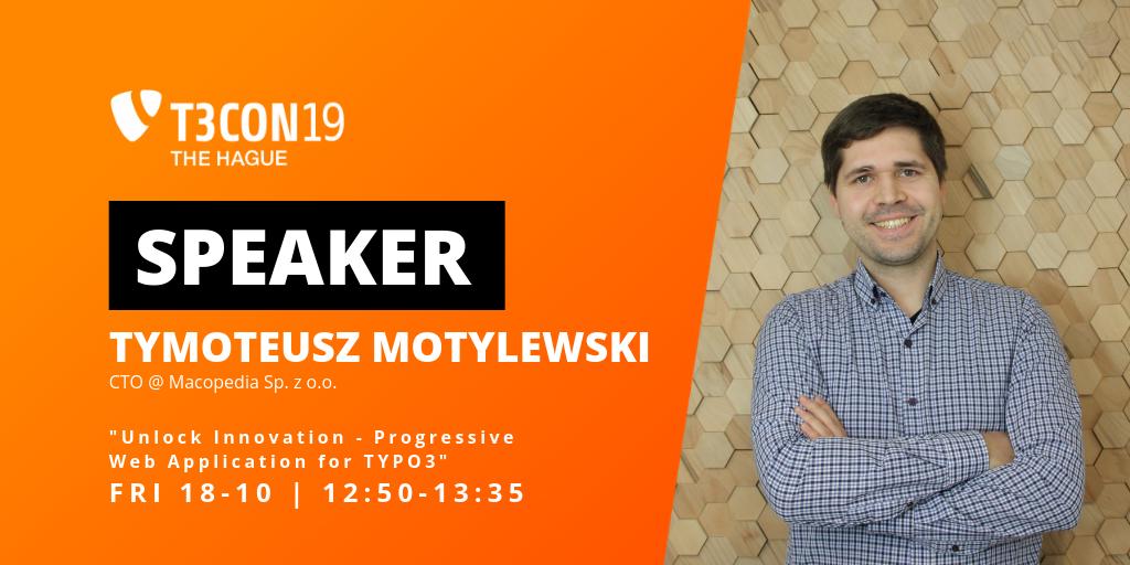 typo3's tweet photo. Tymoteusz Motylewski (@tmotyl) is the Co-founder and CTO of agile web agency @macopediapl. At #T3CON 2019, he'll be giving a talk called "Unlock Innovation - Progressive Web Application for #TYPO3". Learn more about him here:
https://t.co/GGEIplgfXy https://t.co/9rQ9ZMKxe2