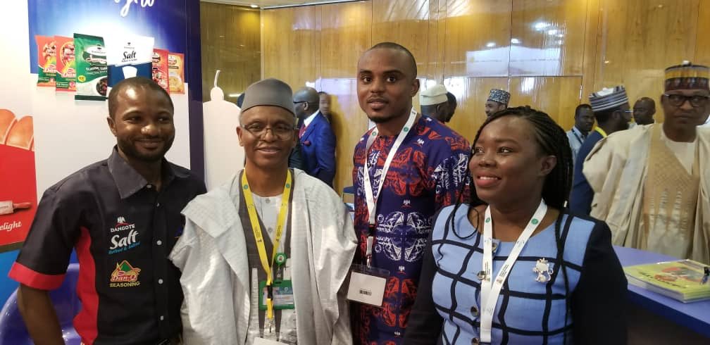DangoteKitchen's tweet photo. The President of the Federal Republic of Nigeria, His Excellency Muhammadu Buhari GCFR, Chairman NESG Mr Asue Ighodalo and a host of other dignitaries were at the Dangote Kitchen stand #DangoteFlourMills #DangoteKitchen #NigerianEconomicSummit https://t.co/HUTdCjBtUx