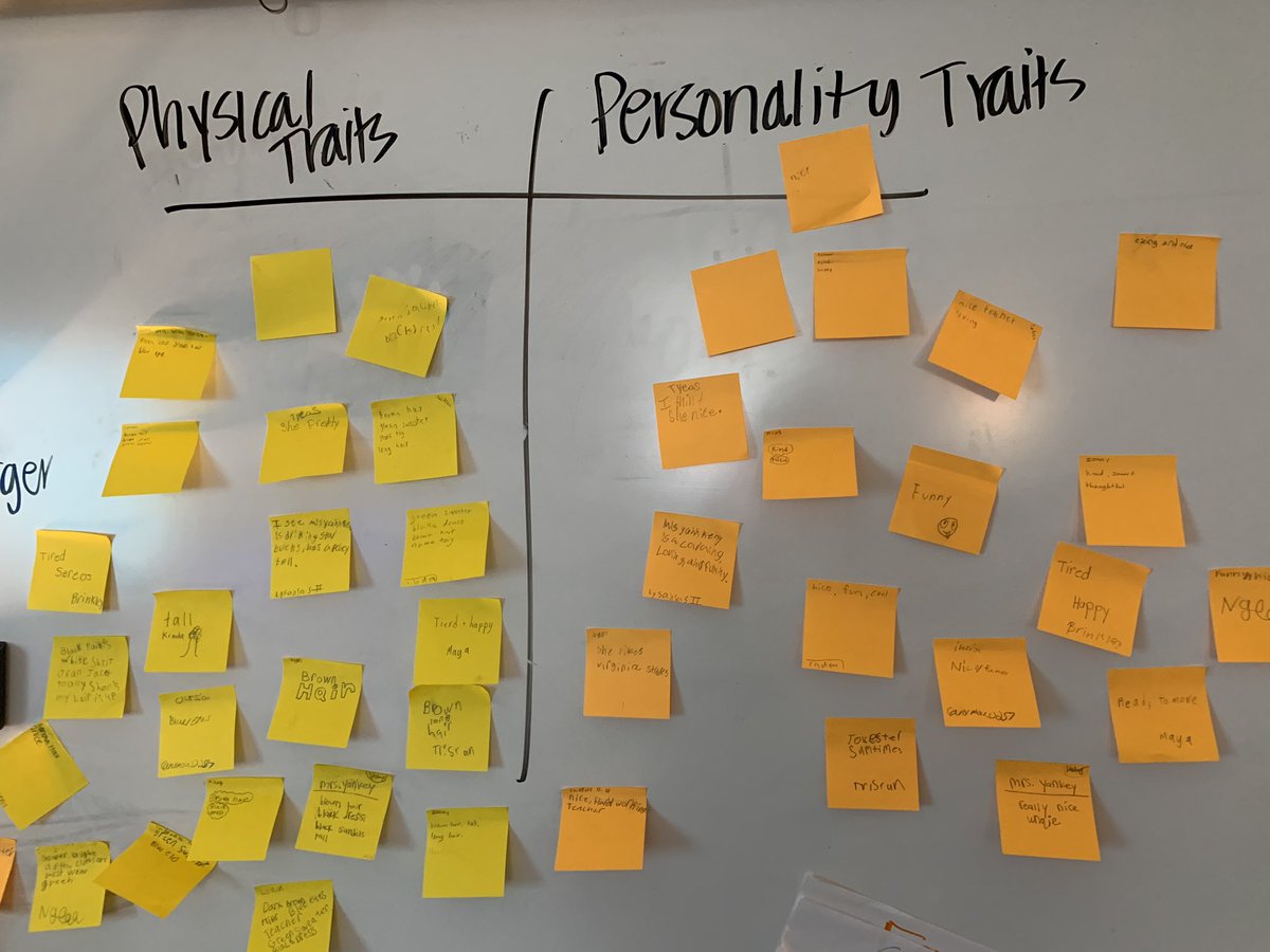 mrsyankeysroom's tweet photo. Not going to lie, I was nervous having the kiddos identify my traits on a Monday morning but they really made my Monday. #charactertraits #analyzingcharacters #teamcurtis #fullheartin34 #oneccps @CurtisPrincipal @CurtisES_AP https://t.co/9ZpNuqMs8B