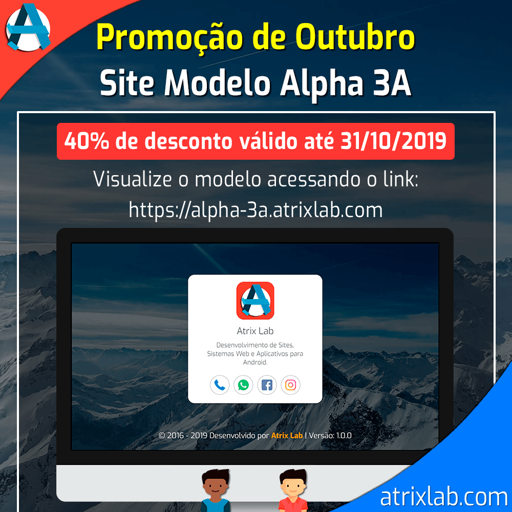atrix_lab's tweet photo. Precisando de um site pessoal ou para sua empresa? Venha conferir mais uma de nossas promoções de outubro válida até 31/10/2019

WhatsApp: https://t.co/0S3eENNzz3

Visualize o modelo acessando o link: https://t.co/6s5Z5LpZmP

#marketingdigital #criarsites #promocoes #websites https://t.co/PzNjYiyovE